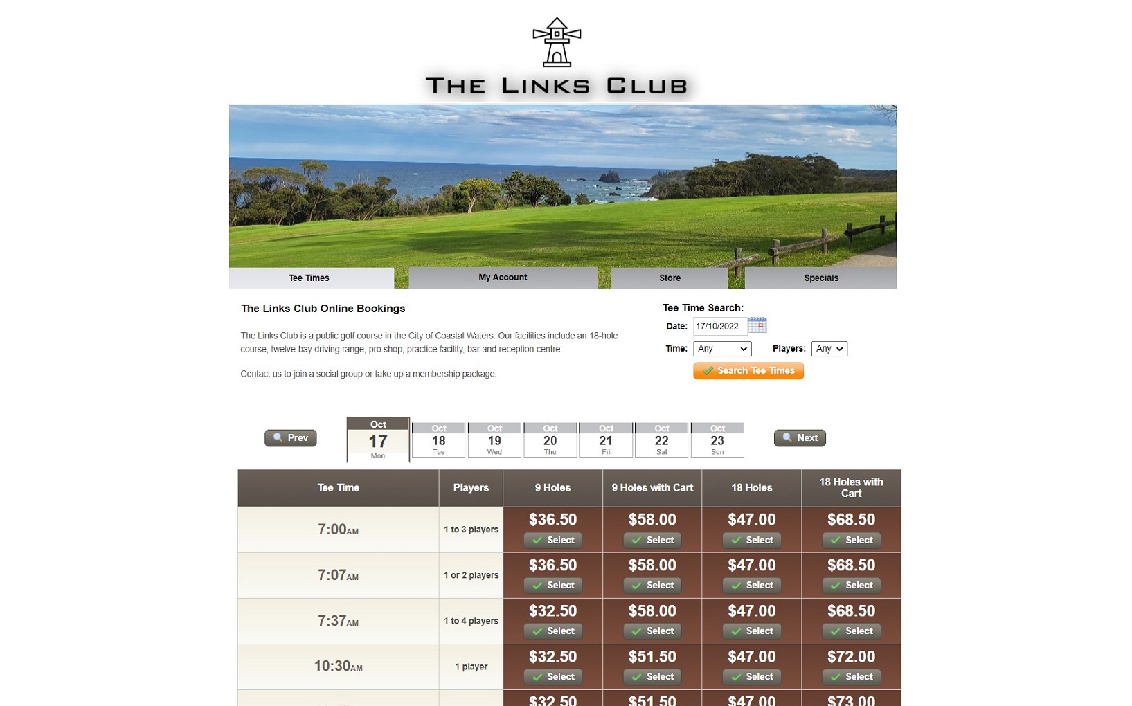 Golf Online Bookings